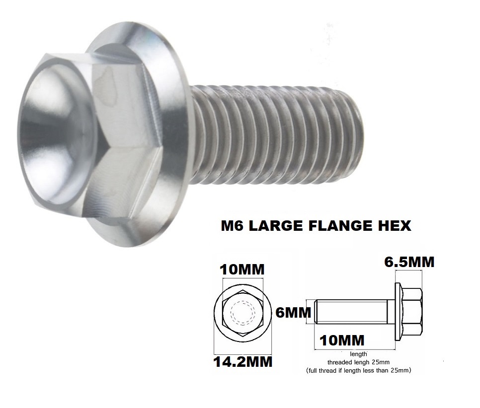 M6X10MM 1.00 THREAD PITCH TITANIUM FLANGED 10MM HEX BOLT GRADE 5